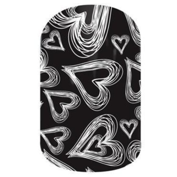 Full Sheet of Chalkboard Hearts Nail Wraps - Heart Nail Wraps (Black Background) - Picture 1 of 4